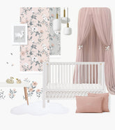 GRACE - Affiche encadrée enfant - Cygne et fleurs (fond gris)